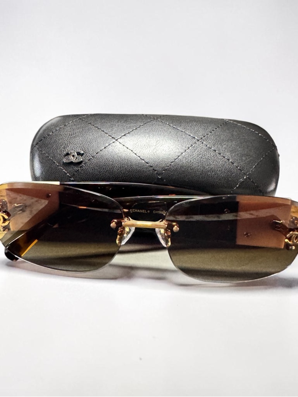 Chanel Rimless Gradient Sunglasses in Brown and Gold